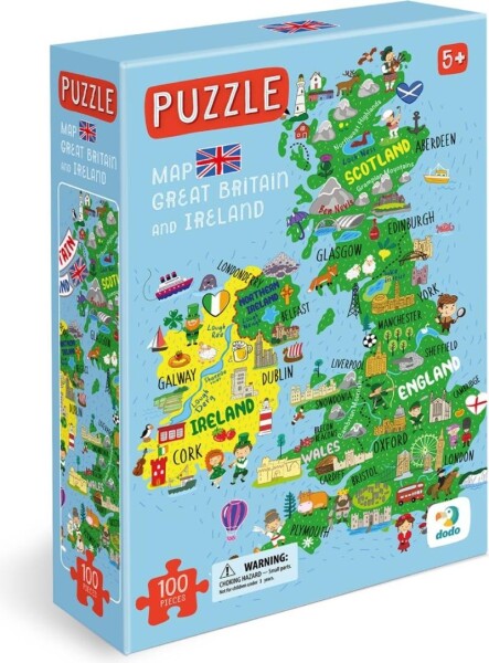 Puzzle Mapa Velké Británie a Severního Irska 100 dílků