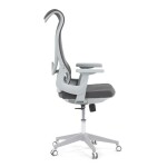 Židle kancelářská, šedý MESH, bílý plast, plastový kříž