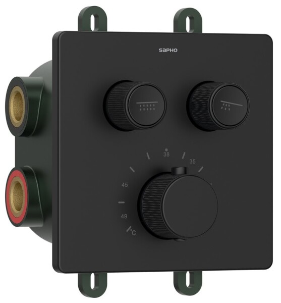 SAPHO - SMART SELECT podomítková sprchová termostatická baterie, box, 2 výstupy, černá mat RP042B