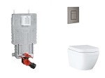 GROHE - Uniset Set předstěnové instalace, klozetu, sedátka SoftClose a tlačítka Skate Cosmopolitan, Triple Vortex, kartáčovaný Hard Graphite SANI15BB5105