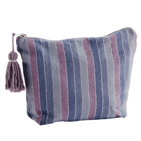MADAM STOLTZ Kosmetická taška Striped Lavender, modrá barva, textil
