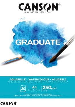 Canson Akvarelový papír Graduate Aquarelle blok A4 250g, 20 listů