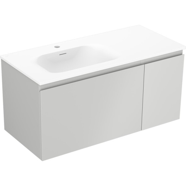MEXEN/S - Orio koupelnová skříňka 90 cm s umyvadlem Vela levá, 1S, 1D, šedá mat/bílá mat 91A13-09047-3-BBFF62-W23L01