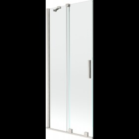 MEXEN/S - Velar dvoukřídlá posuvná vanová zástěna 80 x 150, transparent, nikl kartáčovaný 896-080-000-01-97