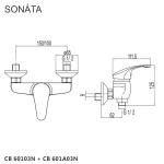 Mereo Sprchová nástěnná baterie, Sonáta, 100 mm, bez příslušenství, chrom CB601A03N