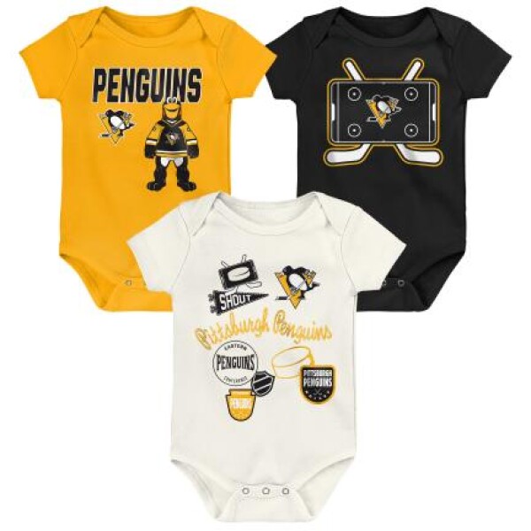 Outerstuff Dětské body Pittsburgh Penguins NHL Littlest Player 3Pk Creeper Se Velikost: Batole 6-9 Měsíců