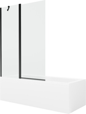 MEXEN/S - Cubik obdélníková vana 150 x 70 cm s panelem + vanová zástěna 120 cm, transparent, černá 550315070X9412117000