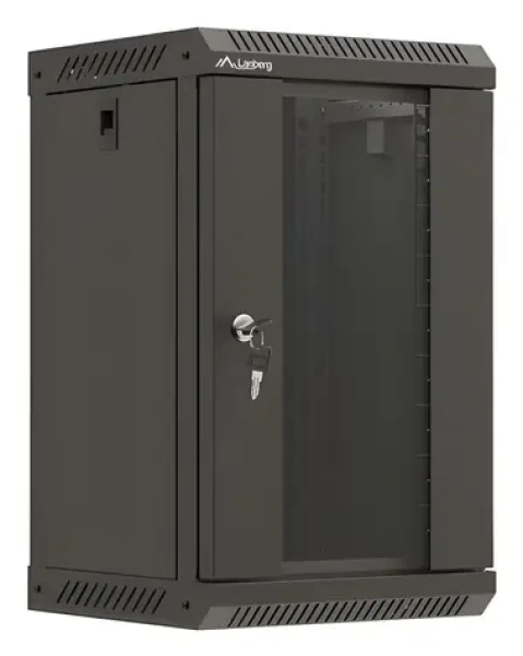Lanberg WF11 černá / Nástěnná skříň / 10" / 9U / 300x300 mm / skleněné dveře / ploché balení (WF11-3309-10B)