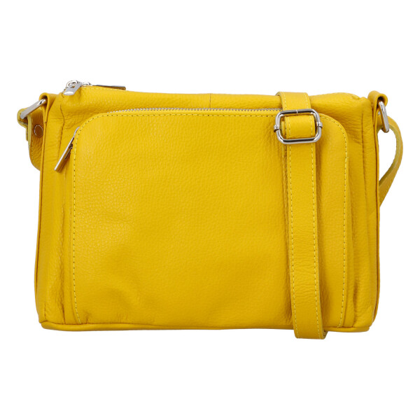 Stylová dámská kožená crossbody Robertina, žlutá new