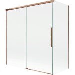 MEXEN/S - Rox vanová zástěna 2-křídlová posuvná 150 + 70 x 150, transparent, růžové zlato 8C9-150-070-60-00