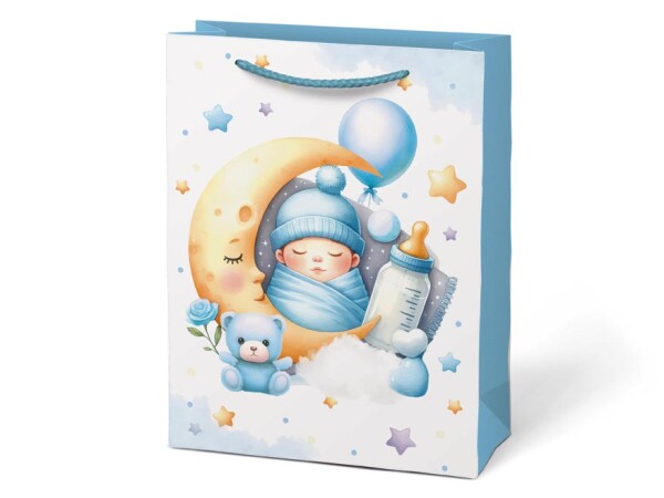 Taška dárková modrá baby 26 cm x 32 cm x 13,8 cm Taška dárková modrá baby 26 cm x 32 cm x 13,8 cm