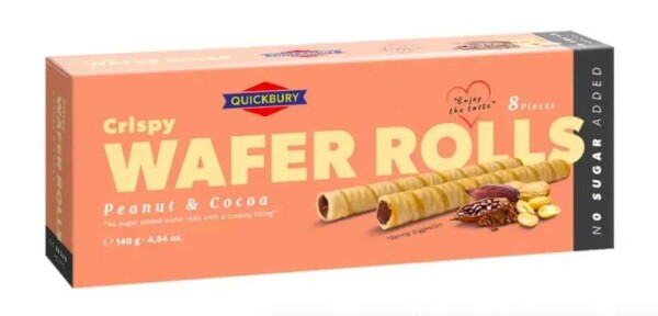 Quickbury Trubičky s arašídovou a čokoládovou náplní bez cukru 140g AKCE (Quickbury)