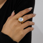 ELENYS Organic Pearl – pozlacený prsten 18K žluté zlato Velikost: 7 (EU: 54-56)