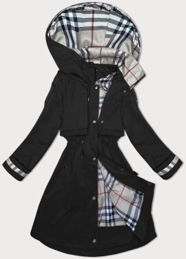 Tenká černá dámská bunda parka s kapucí BH Forever (BH-2403) odstíny černé L (40)