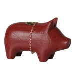 Maileg Svícen Wooden Red Pig Small, červená barva, dřevo