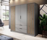 FRONTI Šatní skříň NELLY 4D bez zrcadla šedá + dub artisan 13205