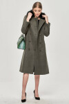 Dlouhý kabát khaki barvě límcem khaki model 15837924 Ann Gissy