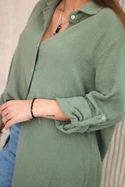 Bavlněná mušelínová košile oversize khaki UNI