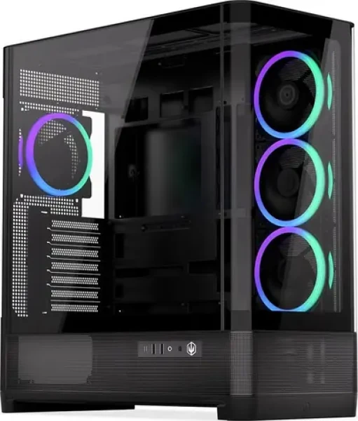 Endorfy Aquarius 8000 Corona černá / E-ATX / 4x120mm ARGB fan / 2x USB-A / 1x USB-C / zaoblené sklo / bez zdroje (EY2A021)
