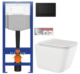 CERSANIT předstěnový instalační systém s černým tlačítkem K97-0574 + WC INVENA PAROS + SEDÁTKO K97-526 0574 RO1