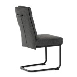 Židle jídelní, taštičkové pružiny v sedáku, madlo na opěráku, tmavě šedá látka, černý kov