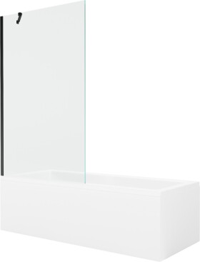 MEXEN/S - Cubik obdélníková vana 170 x 70 cm s panelem + vanová zástěna 100 cm, transparent, černá 550317070X9510000070