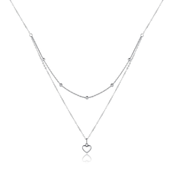 Dvojitý stříbrný náhrdelník Isabelle - stříbro 925/1000, srdce, Stříbrná 50 cm