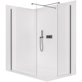 CERANO Sprchová zástěna Walk-in Onyx T L/P - 8 mm - hranatá vzpěra - černá matná, transparentní sklo - 60x50x200 cm