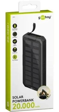 Goobay 53934 černá / Powerbanka / 20 000 mAh / solární panel / USB-C PD / QC 3.0 (53934)