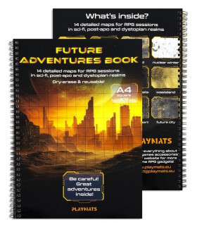 RPG kniha A4 s terény Future Adventures + popisovač a hadřík - Čtvercová mřížka