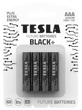 TESLA BLACK+ alkalická baterie AAA 4 ks / LR03 / mikrotužková / blister             (14030420)