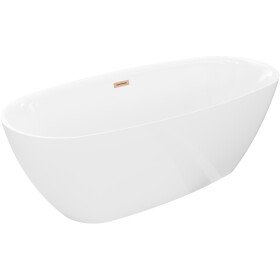MEXEN/S - Luvo Slim volně stojící vana 170 x 75, bílá, sifon a přepad grafit kartáčovaná 52801707500-66
