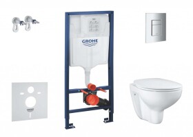 GROHE - Solido Set předstěnové instalace, klozetu a sedátka Bau Ceramic, softclose, tlačítko Even, chrom SANI15BB1100