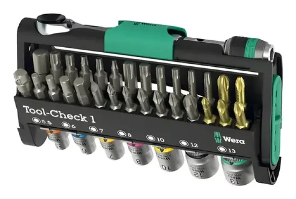 WERA Sada nářadí Tool-Check 1 / 38 dílů / Bity, ráčna a nástrčné klíče / Skládací držák (5049050001)