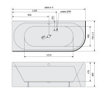 POLYSAN - VIVA L MONOLITH asymetrická vana 180x75x60cm, bílá 72099M