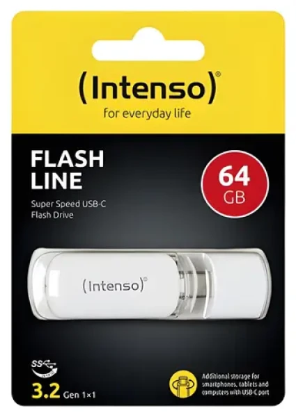 Intenso FLASH LINE 64GB bílá / Flash disk / USB-C 3.2 Gen 1 / čtení až 70 MB/s (3538490)