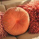 HK living Dekorativní sametový polštář Sienna Ø 50 cm, oranžová barva, textil