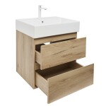 Koupelnová skříňka 2 zásuvková s umyvadlem SAT B-Way 59x50x45 cm dub mat BWAY260OAKU2BBI BWAY260OAKU2BBI