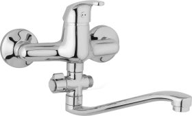 JB Sanitary Nástěnná umyvadlová a sprchová baterie SLIM, rozteč 150 mm, otočný přepínač, bez příslušenství, S ramínko 250 mm A10 37 20