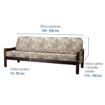 Bielastické potahy MARMO béžové trojkřeslo s dřevěnými rukojeťmi (š. 150 - 200 cm)
