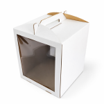 Cake star dortová krabice CINDY pevná bílá dvě okna 33x33x40cm