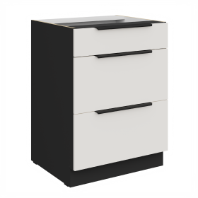 Spodní skříňka Aria 60 D 3S BB - Premium Box Barva korpusu: Černá, Barva dvířek: WH - Crystal white AFM