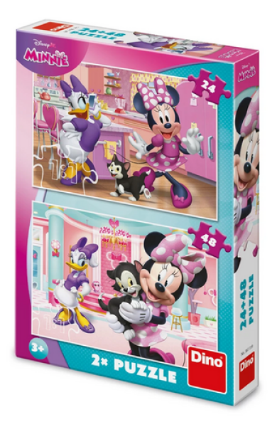 Puzzle Minnie a Figaro 24+48 dílků
