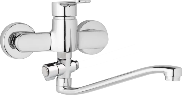 JB Sanitary Nástěnná umyvadlová a sprchová baterie MIRAM, rozteč 150 mm, otočný přepínač, bez příslušenství, S ramínko 250 mm M10 37 20