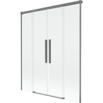 MEXEN/S - Rox vanová zástěna 2-křídlová posuvná 160 x 150, transparent, grafit metal 8C9-160-002-95-00