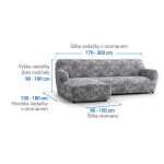 Bielastické potahy MARMO šedé sedačka s otomanem vlevo (š. 170 - 300 cm)