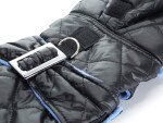 Coldy bunda pro psa s kapucí Barva: Černo-modrá, Délka zad (cm): 30, Obvod hrudníku: 26 - 40 cm