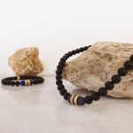 Pánský náramek Rodolfo - 8 mm lapis lazuli, onyx, 21 cm Modrá