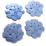 MSV GALETS sada 4 protiskluzových podložek ve tvaru oblázků šedá / PVC / 12 x 13 cm