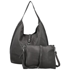 Trendy dámský koženkový set kabelek Lusiana, tmavě šedý